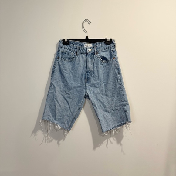 Zara | women's 6 light Blue Denim Shorts jorts 100% ecologically grown cotton - Picture 1 of 6